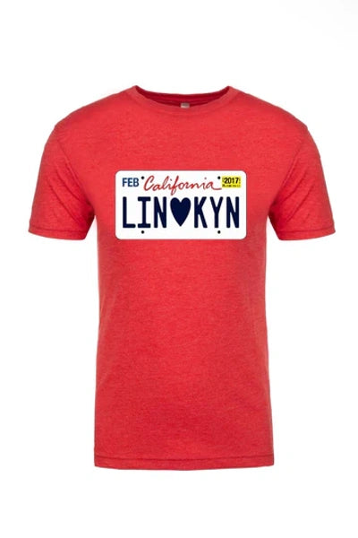 Linkyn License Plate T-Shirt (Blue and Red)